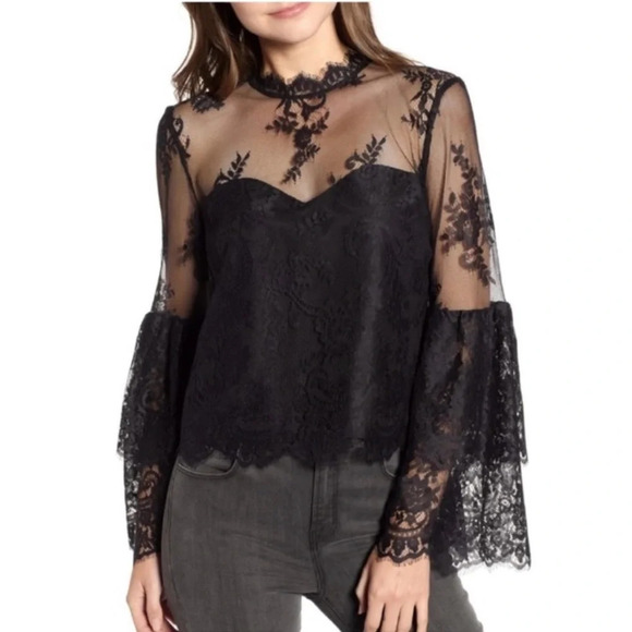 BB‎ Dakota NWT Cupcakes and Cashmere black lace top Small - Picture 1 of 12